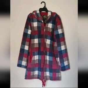 Plaid Hooded Jacket in Red and Blue